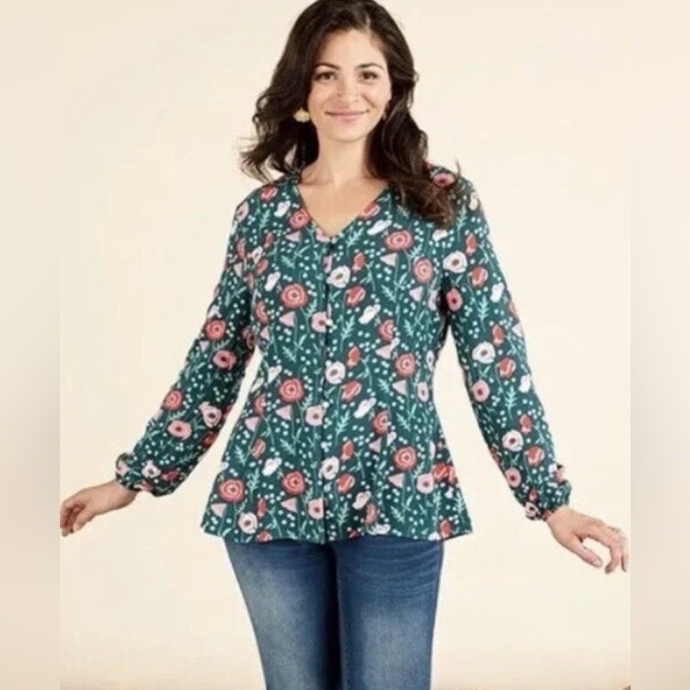 Matilda Jane Yesteryear Floral Blouse Top Size Medium